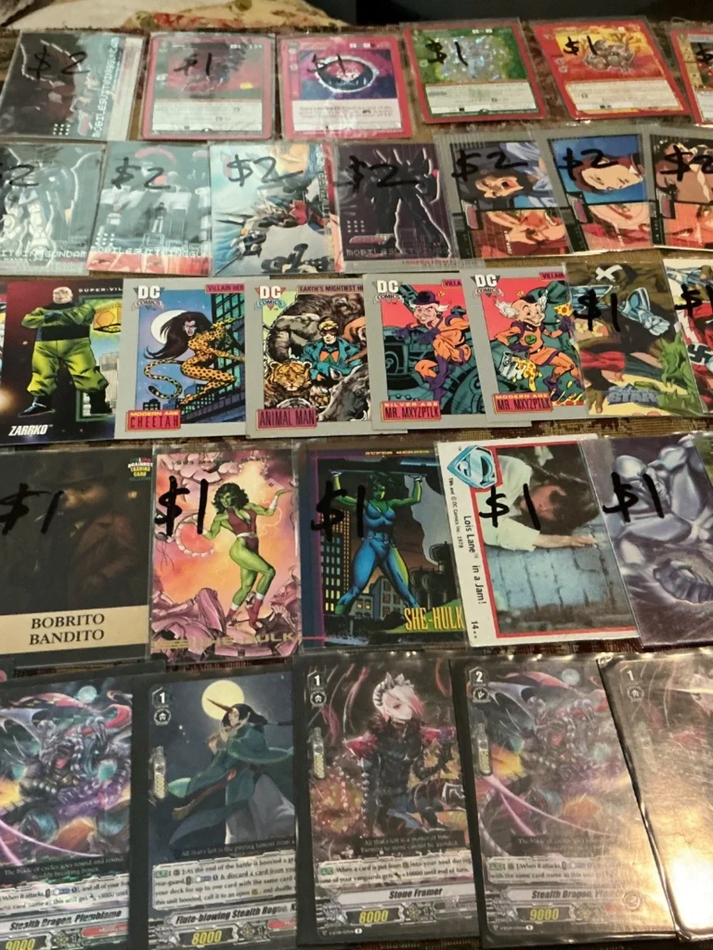 43 Trading Cards of Gundam Dc Marvel silver star MetaZoo cardfight & Brainrot